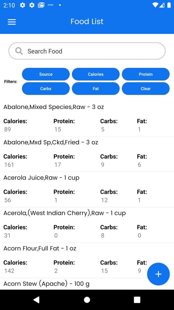 The Food List to Build Nutrition Plans with in FItSW