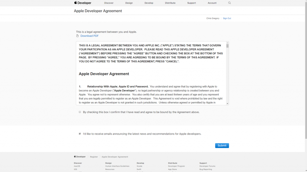 Apple Developer Agreement