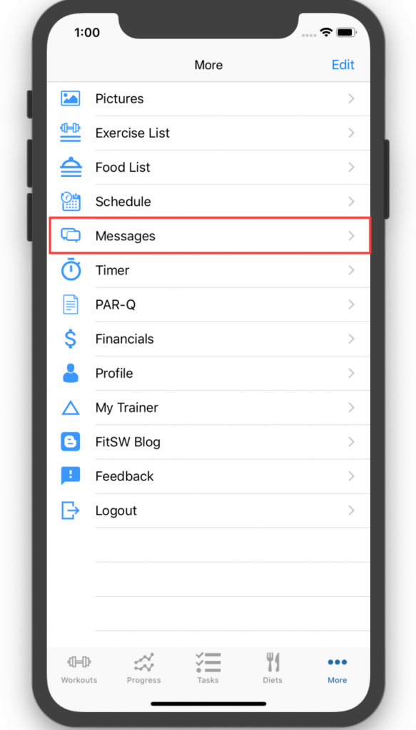 Messaging Feature for FitSW Personal Trainer App
