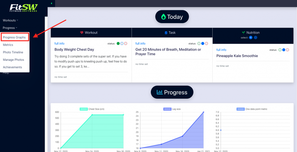 Navigate to progress graphs on web