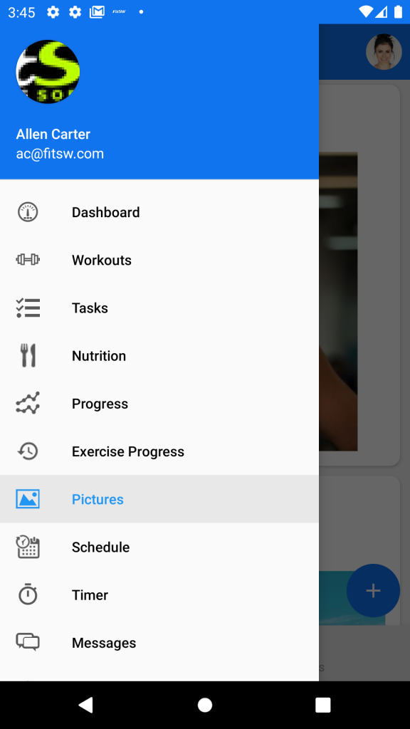 Progress pictures page on Android