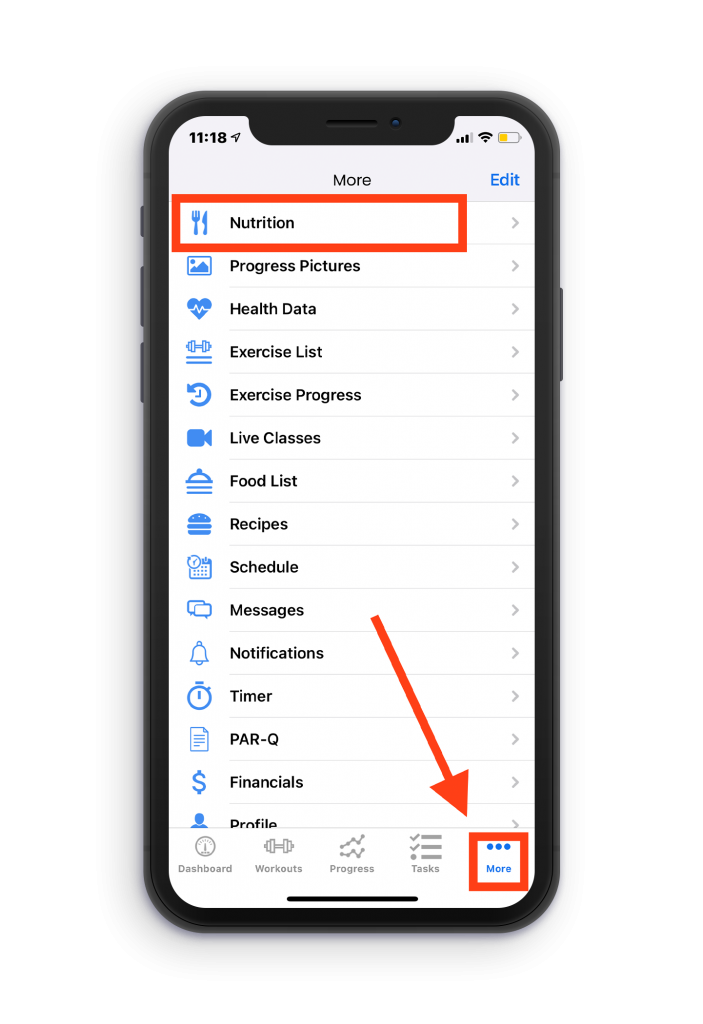 View Nutrition Plans in iOS 