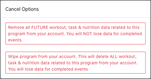 Cancel Options for Multi-day Fitness Programs