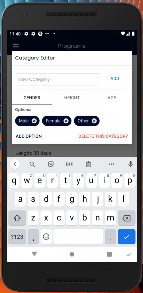 Edit and Add New Categories to Filter Fitness Programs