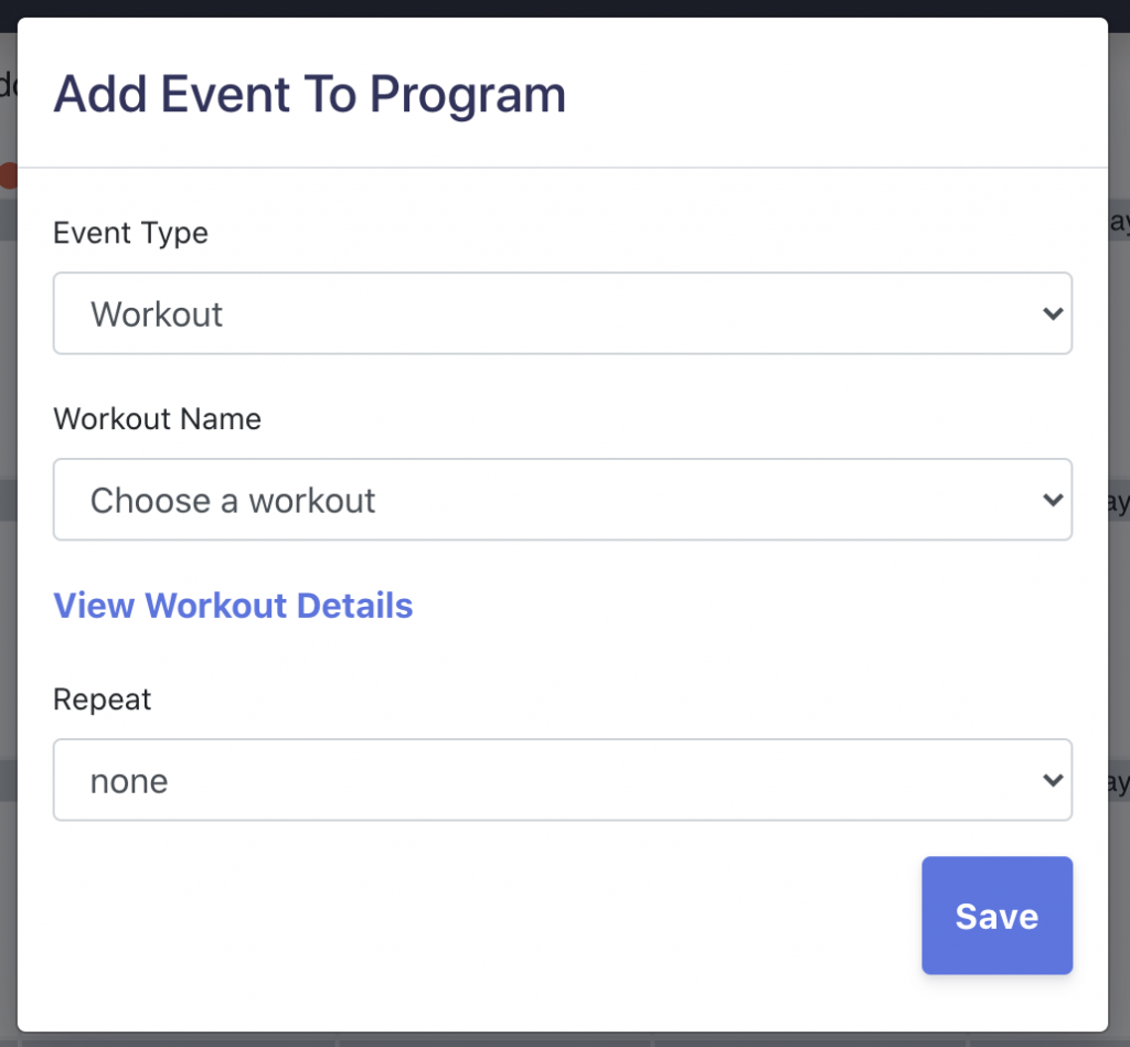 Add event to fitness program